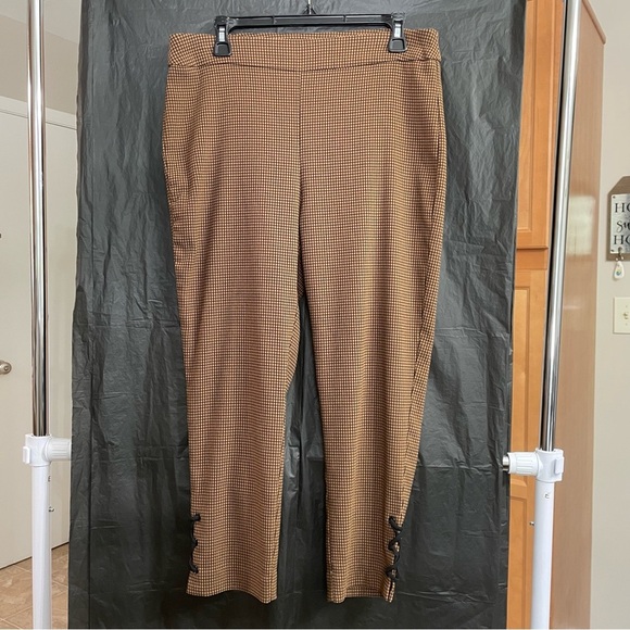 Chico's 1.5 Women’s Pull-On Houndstooth Ankle Cropped Pants Casual Tie Hem - Picture 1 of 6